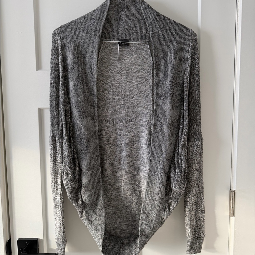 UO Sparkle & Fade Open Front Cowl Sweater Cardigan (Heather Grey | XS)